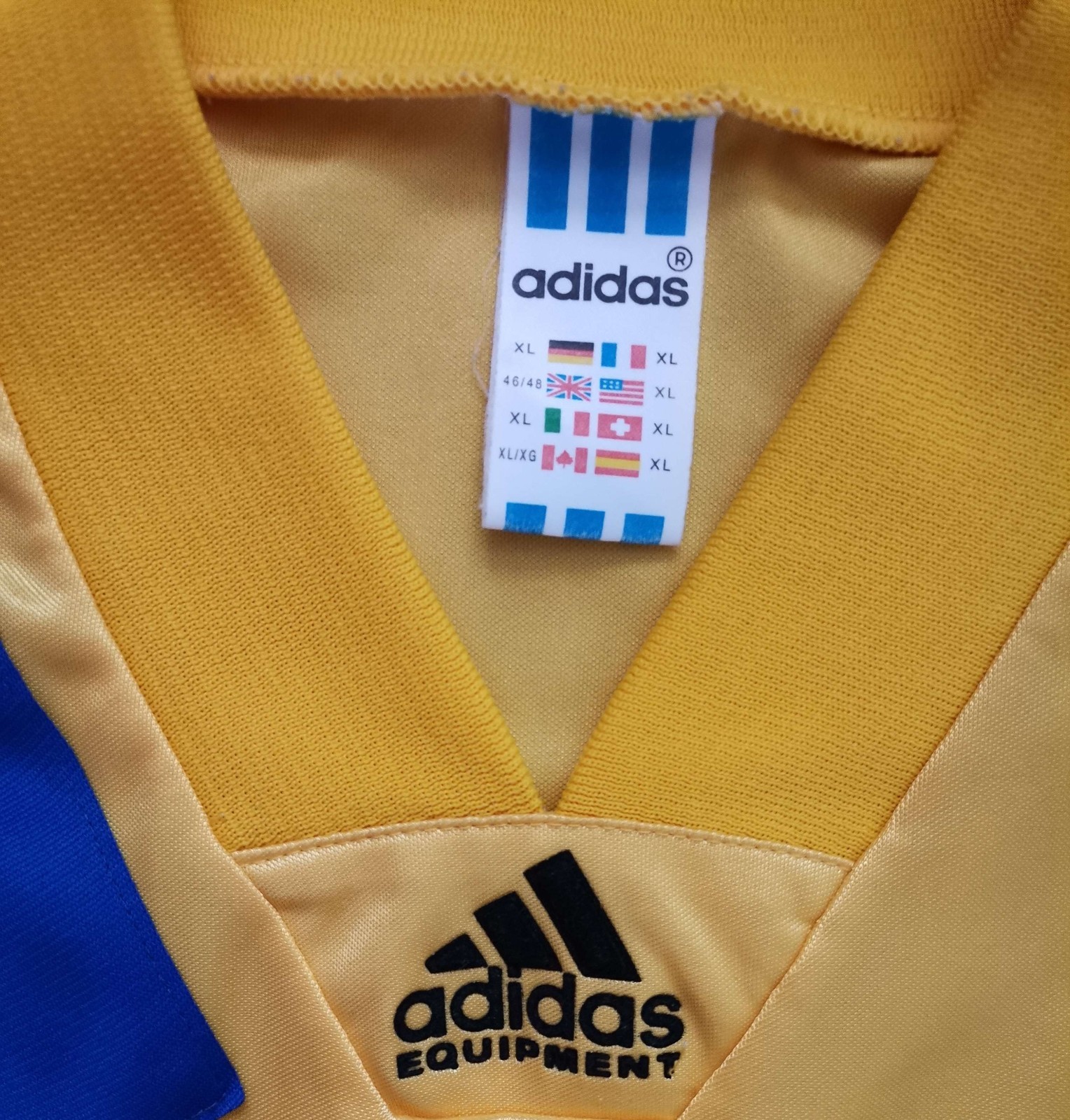 Vintage 90s Adidas Equipment Sweden Football Jersey Size XL Polyester Yellow gallery