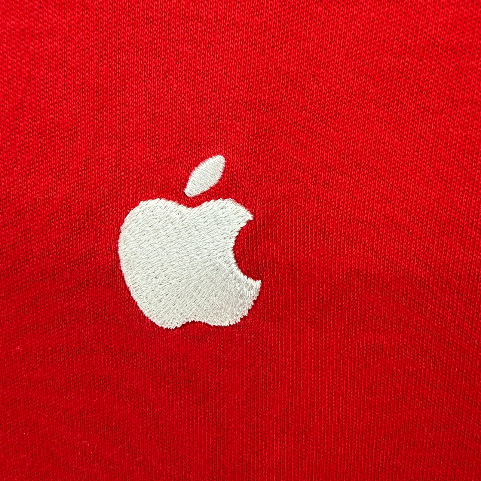 Vintage Apple Shirt Mens Large Red Knit Embroidered Logo Employees Top gallery