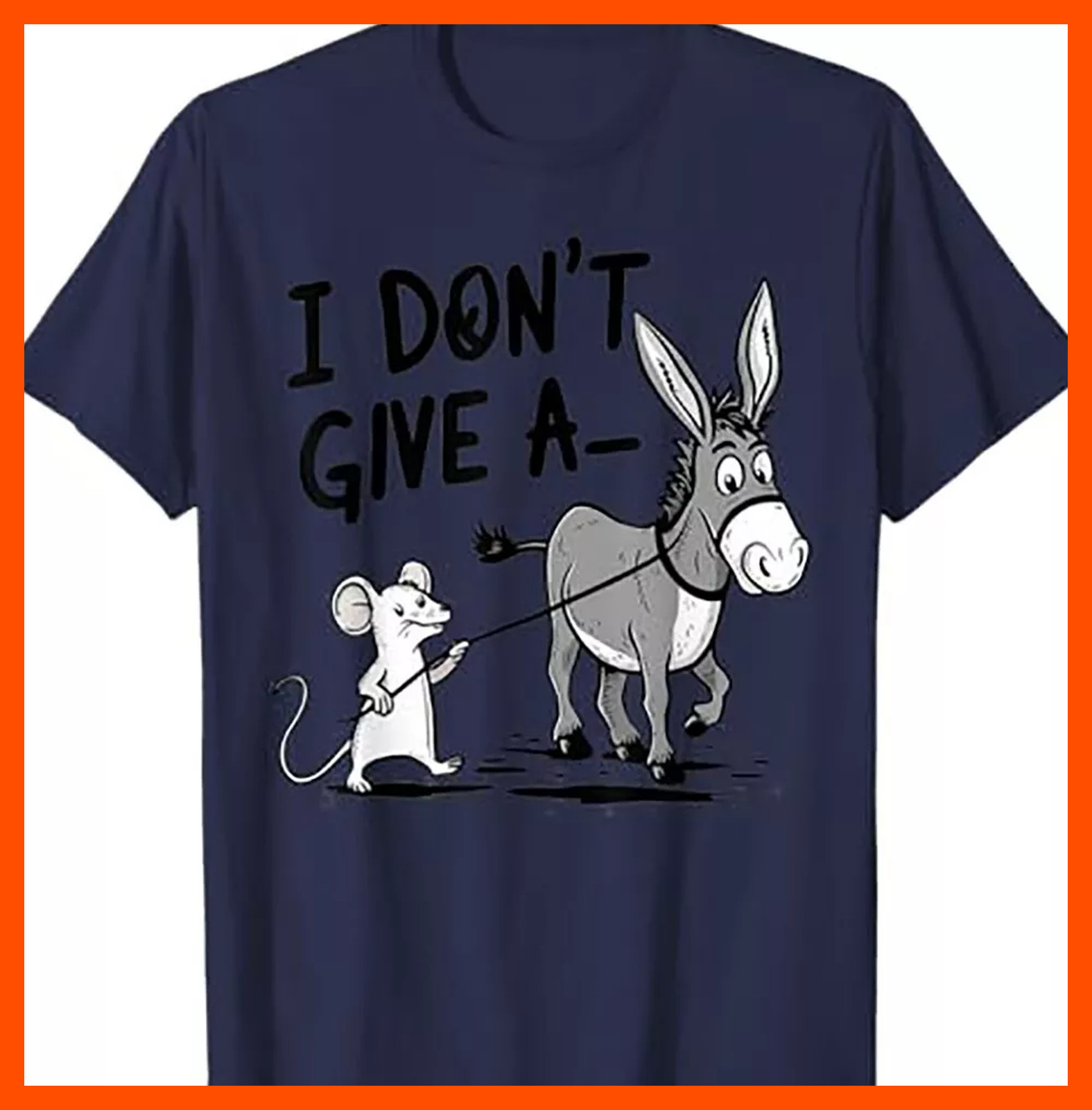 Funny Mouse Walking A Donkey I Don't Give Rats Ass T-Shirt gallery
