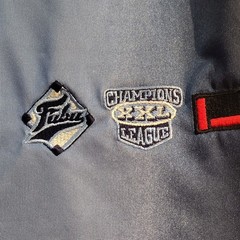 FUBU League 05 Button Front Jersey Shirt Embroidered Logo Blue White XXXL