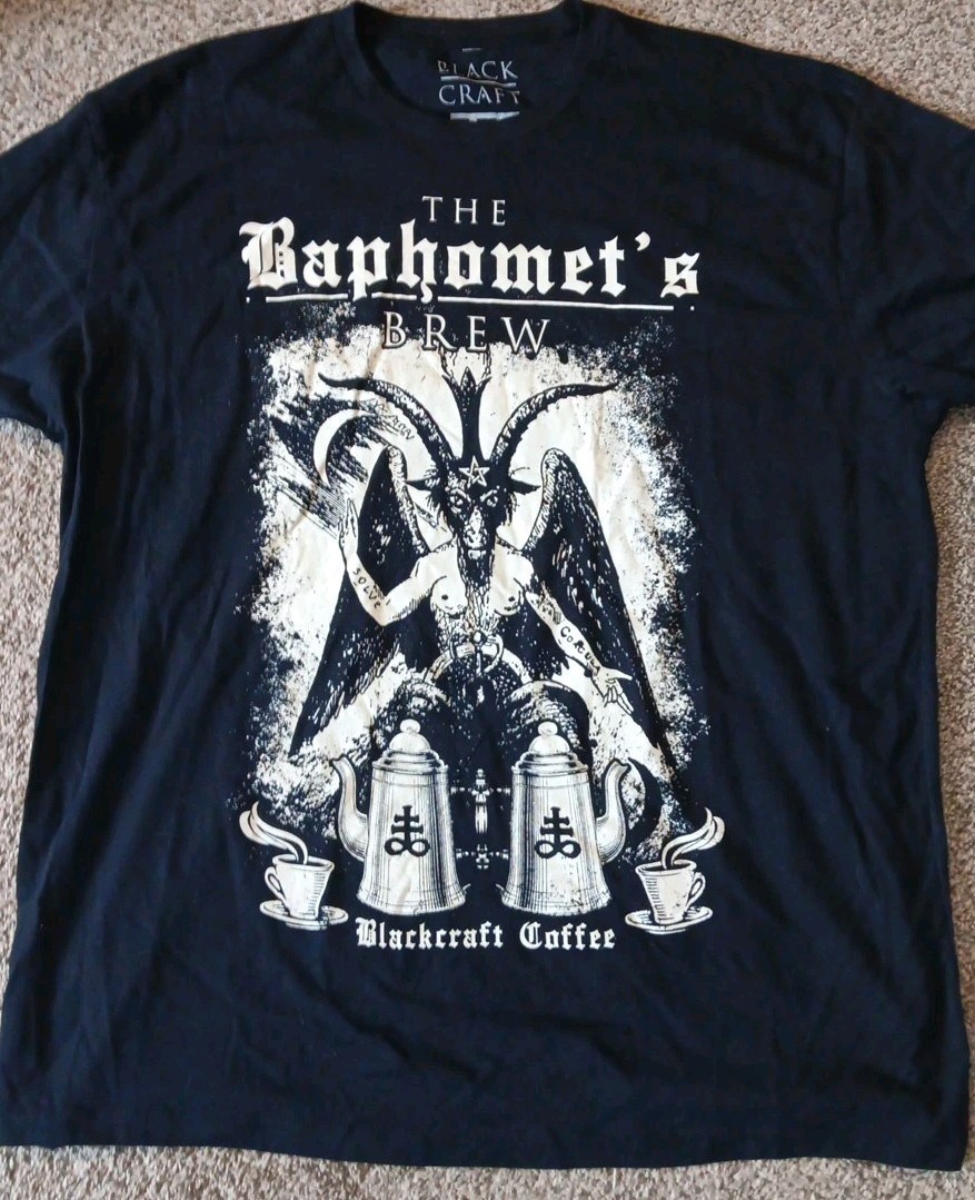 NWT Black Craft Cult Shirt 2XL Baphomet Brew Coffee Satanic Goat Goth Punk