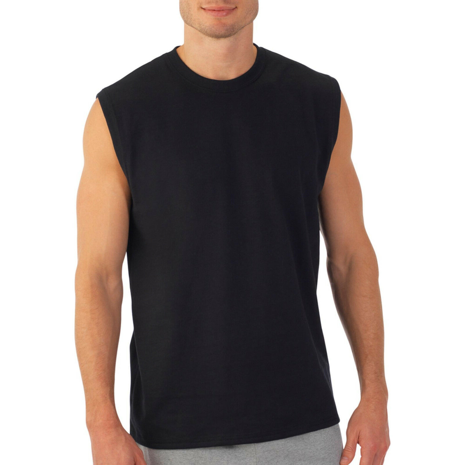Mens Sleeveless Muscle Tee Cotton 3 Pack Solid Blank Tank Top T Shirt Gym Summer gallery