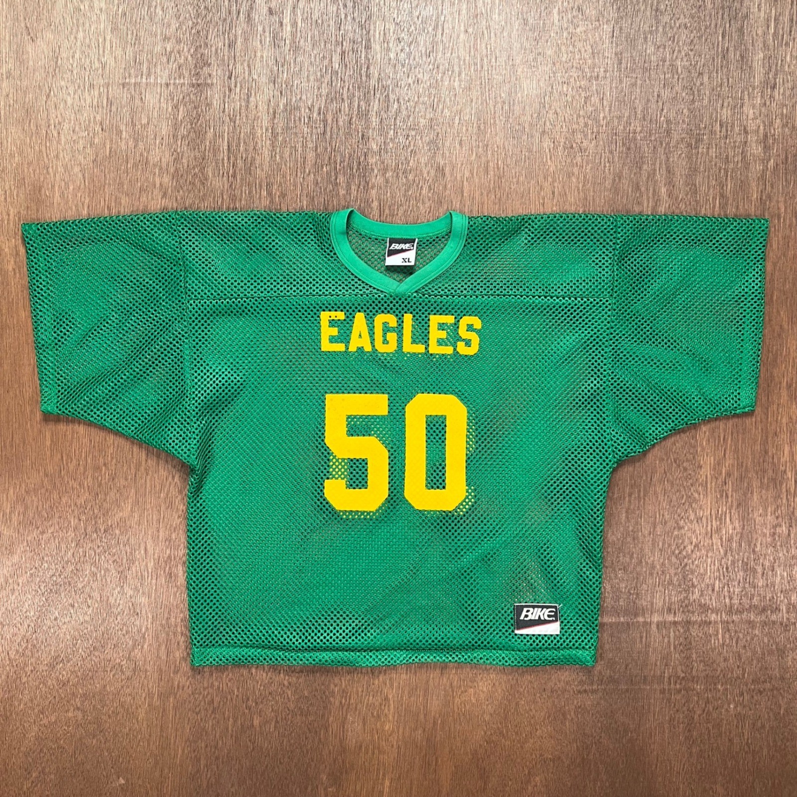 Vintage Bike Green Mesh Practice Football Jersey Yellow Eagles 50 Graphic XL gallery