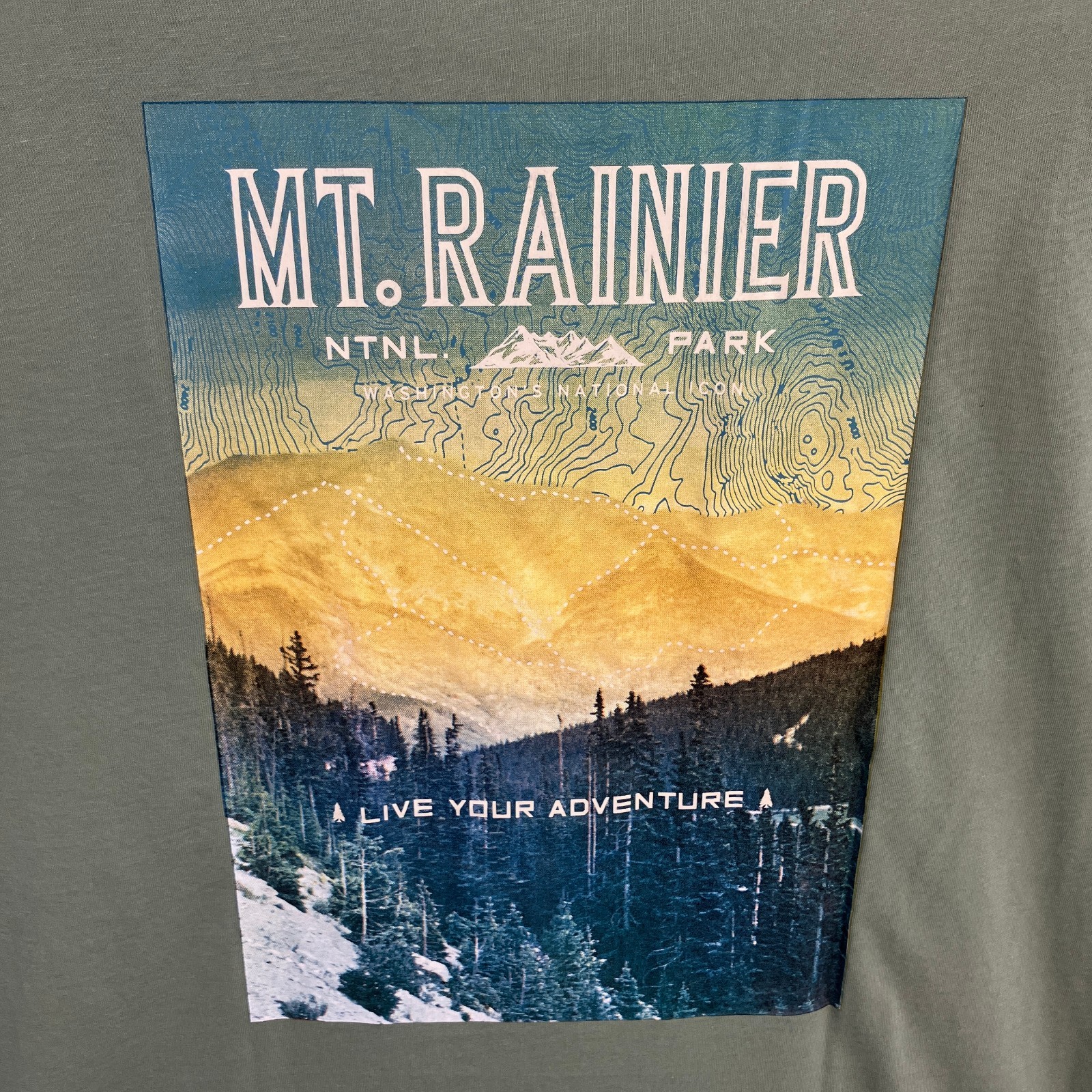 Eddie Bauer Mt. Rainier Graphic T-Shirt Men's Size M Green Short Sleeve NWT gallery
