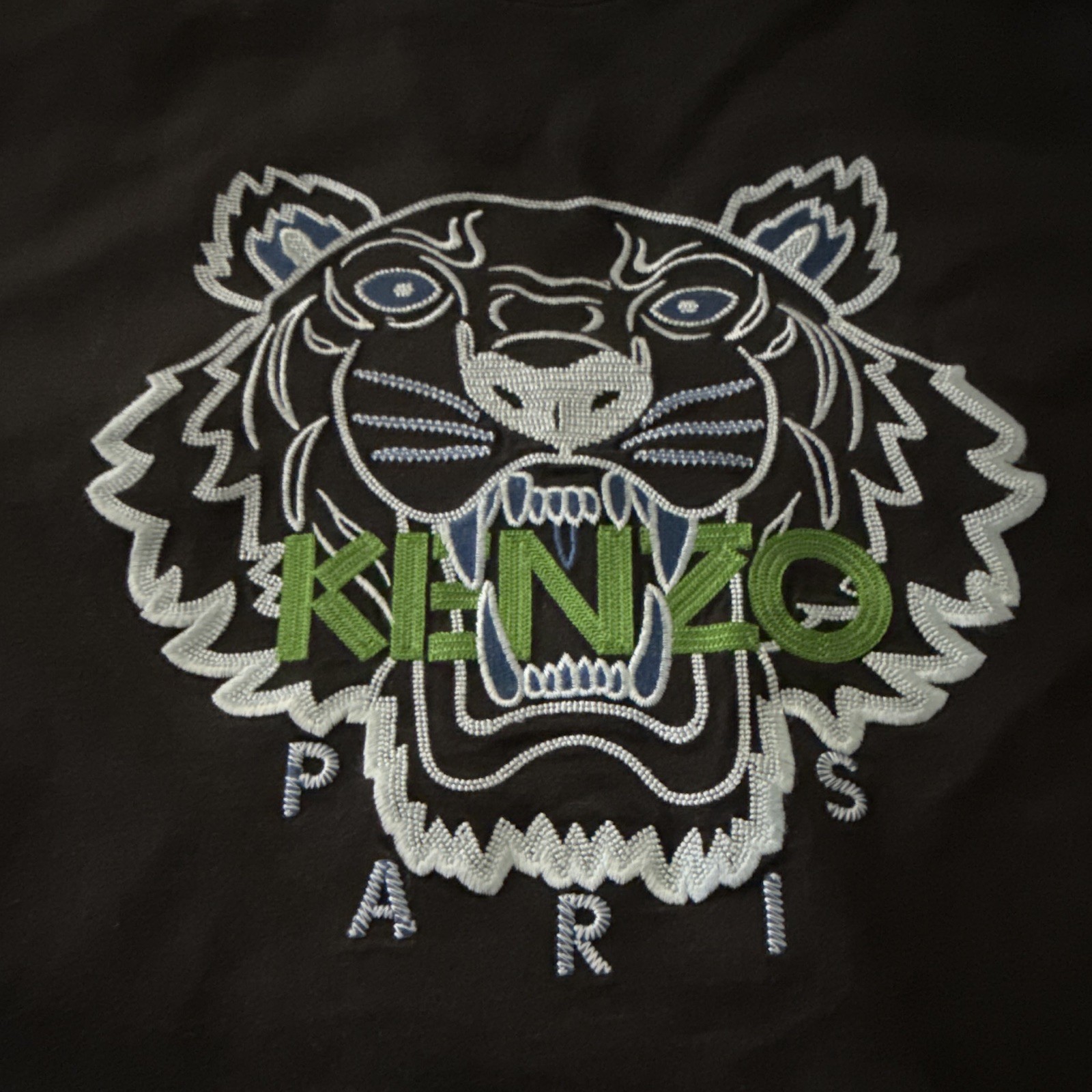 KENZO Paris Tiger Logo Embroidered Black Crew Neck T-Shirt Men's XL gallery