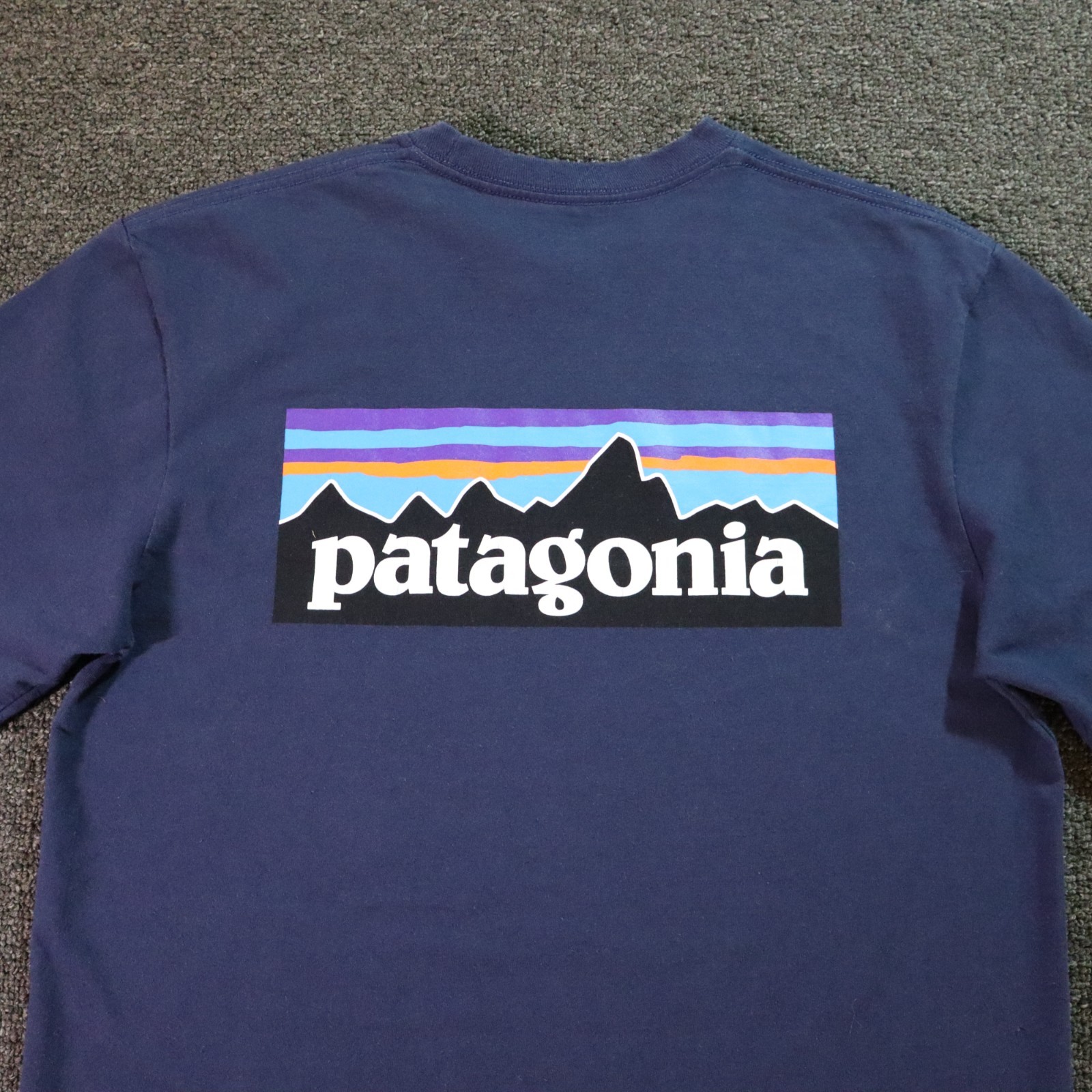 Patagonia Mens Small Blue T Shirt Responsibil-tee Outdoors Retro Hiking Mountain gallery