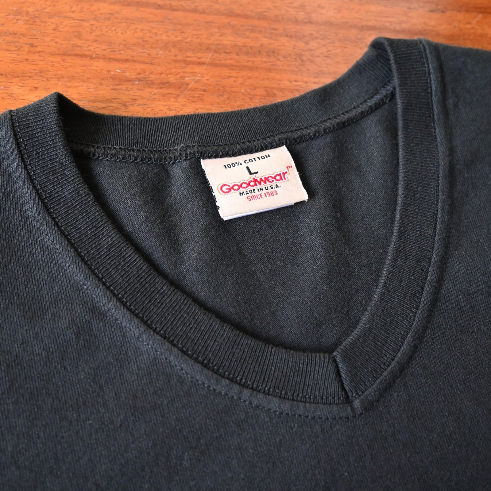 UNUSED, GOODWEAR CUFF AND HEM RIB heavyweight t-shirt made in USA, black, size L gallery