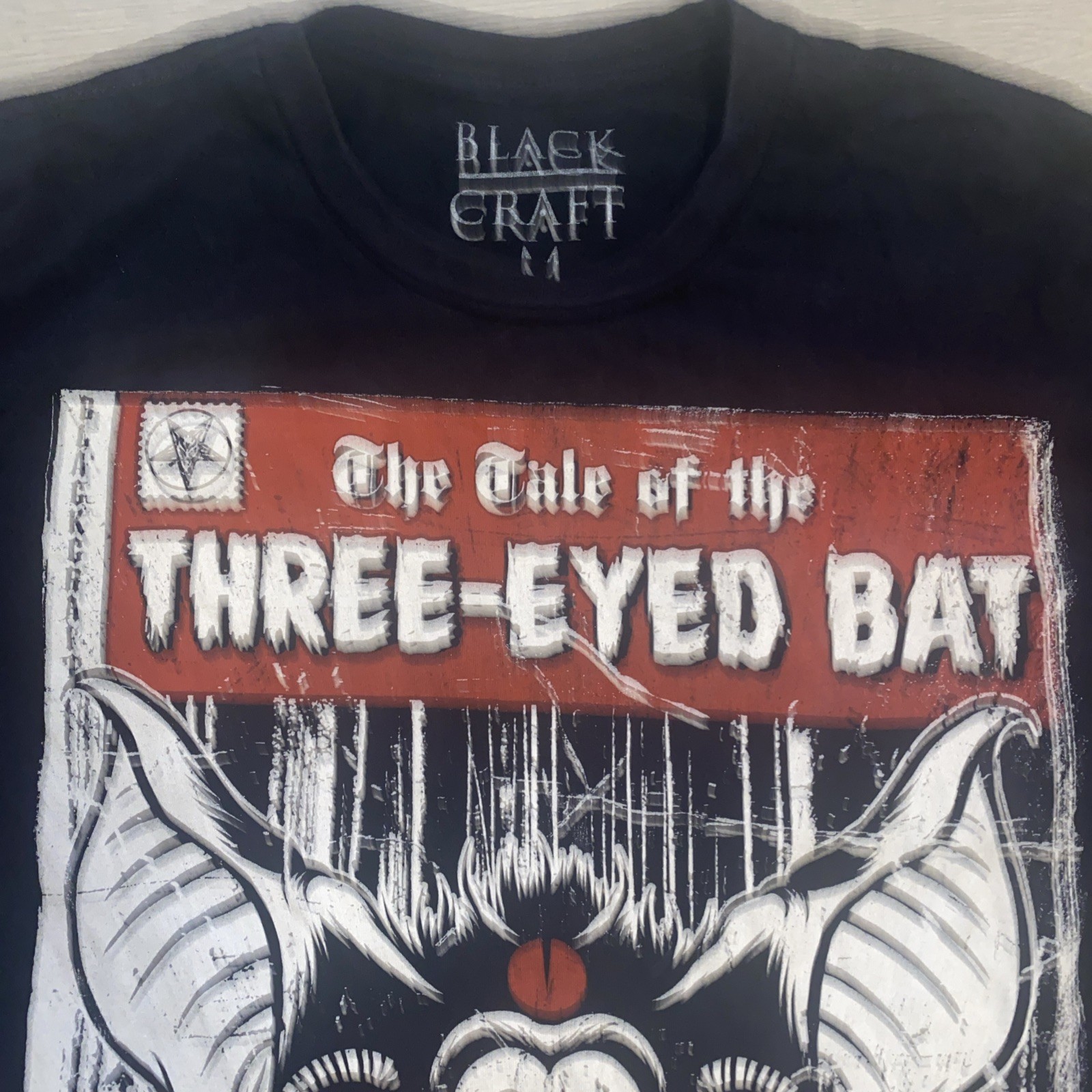 Black Craft Three Eyed Bat T-Shirt Medium Horror Occult Witchcraft Cult gallery