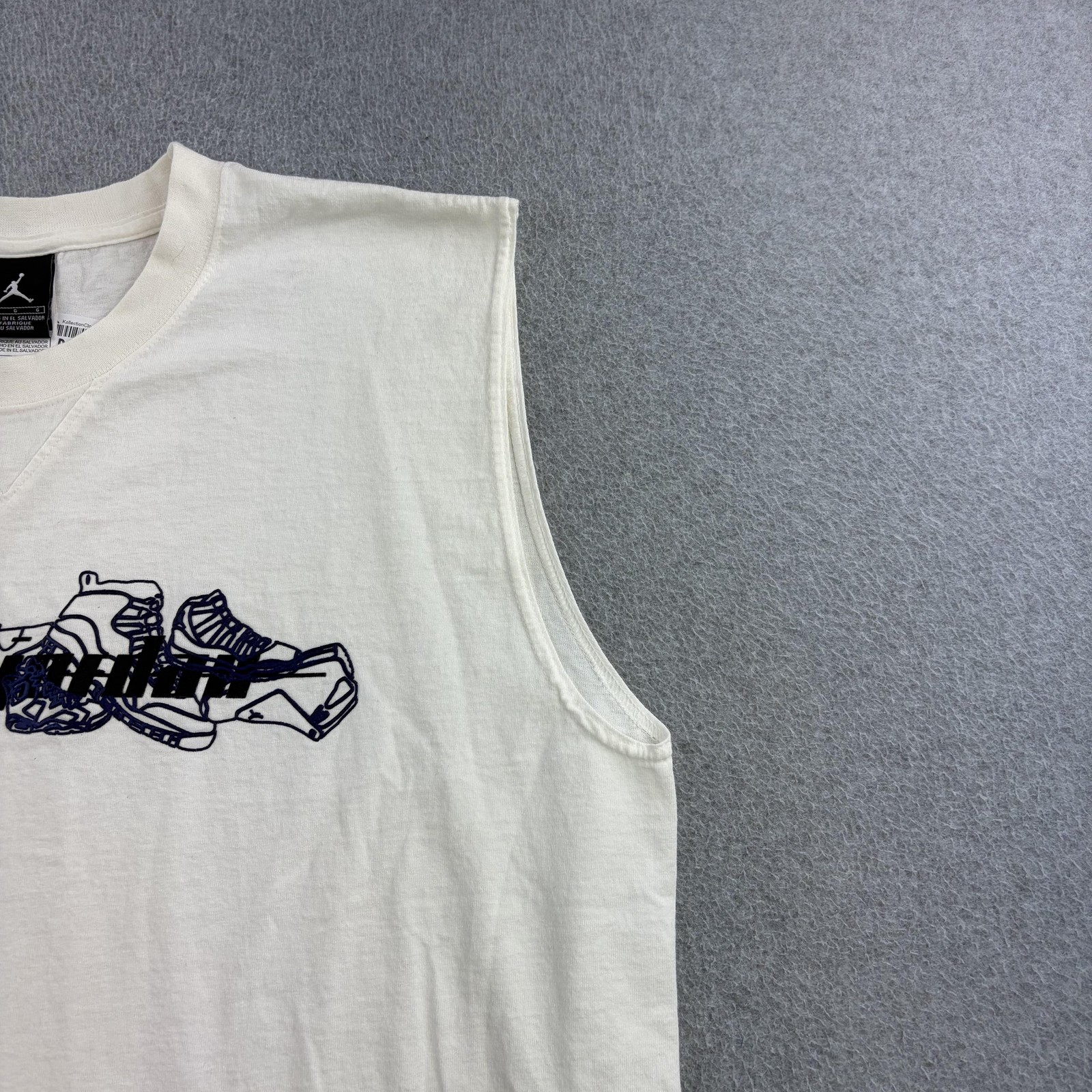 Jordan Shirt Mens Large White Sleeveless Sneaker Graphic Muscle Tee Adult gallery