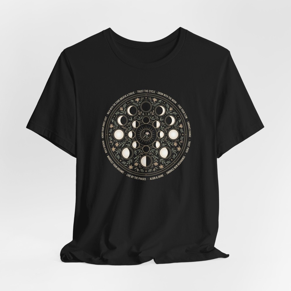 Celestial Moon Phase Guide Astrology Tee | Mystic Lunar Cycle TShirt