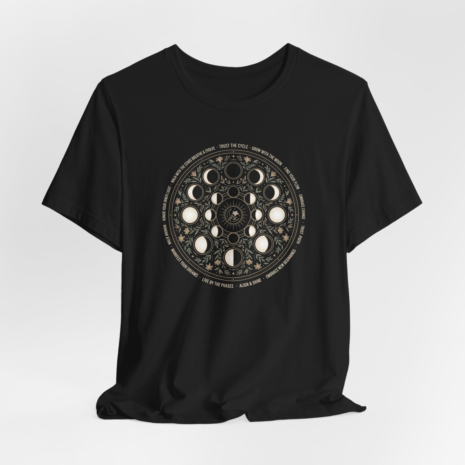 Celestial Moon Phase Guide Astrology Tee | Mystic Lunar Cycle TShirt