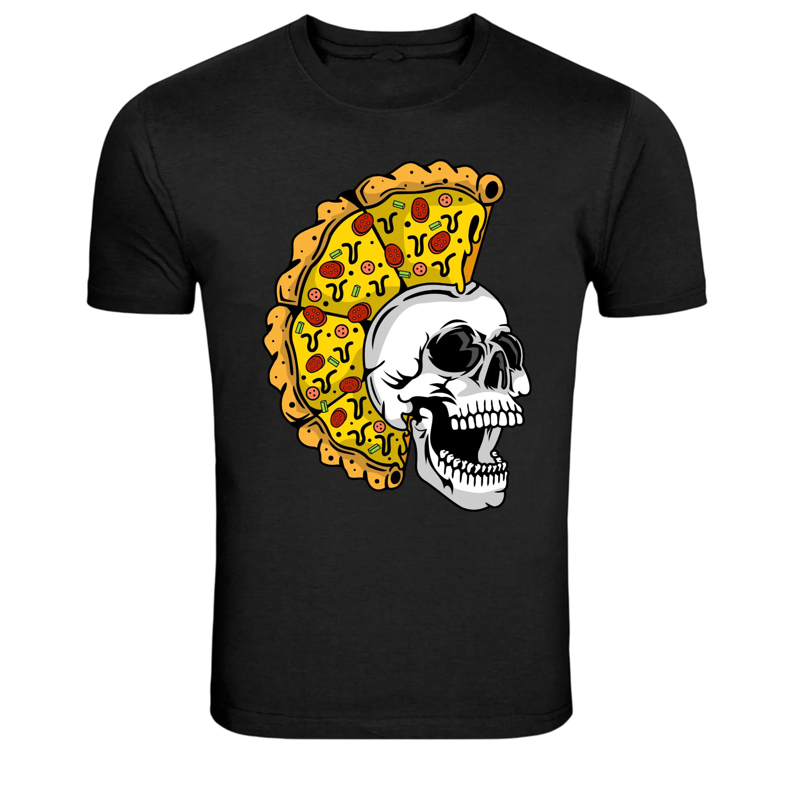 Pizza Skull Graphic T-Shirt Funny Food Skeleton Tee gallery