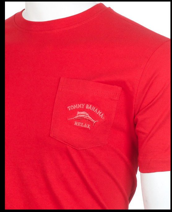 $48 TOMMY BAHAMA Embroidered Logo RED Relaxed Fit Short Sleeve Pocket T-shirt gallery