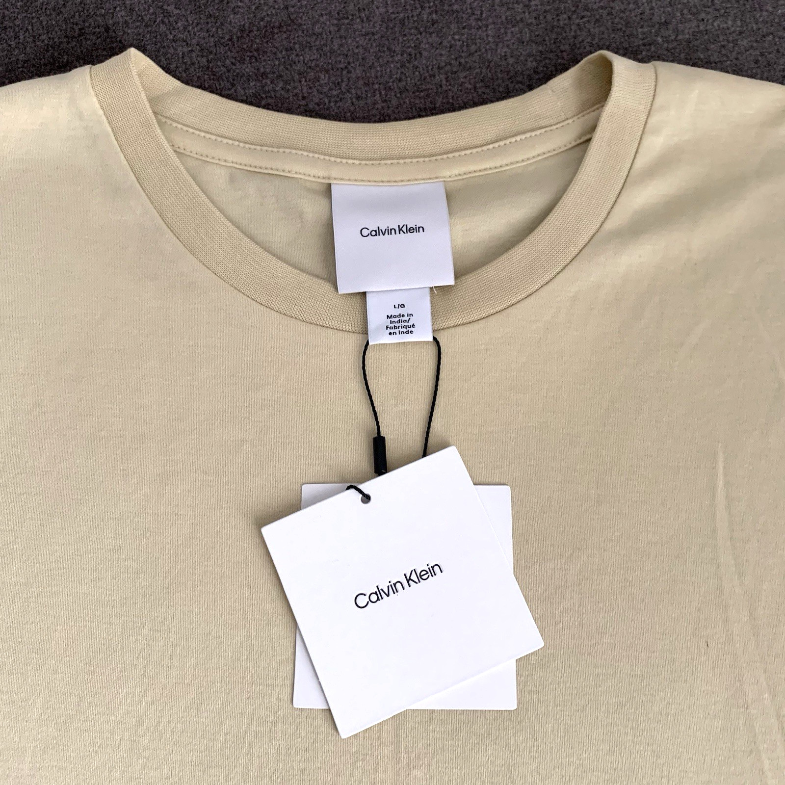 Calvin Klein Mens L Short-Sleeve Supima Cotton Soft Interlock T-Shirt Parsnip gallery