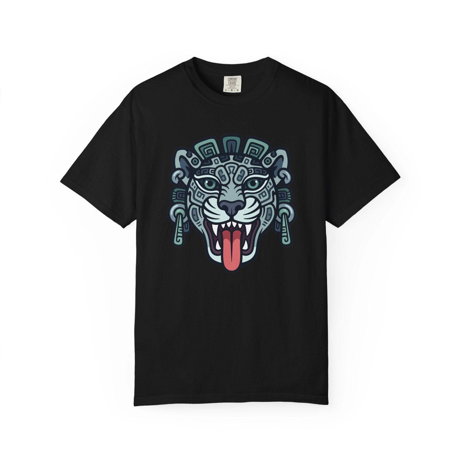 Mayan Jaguar Head T-Shirt | Ancient Tribal Mesoamerican Art | Comfort Colors gallery