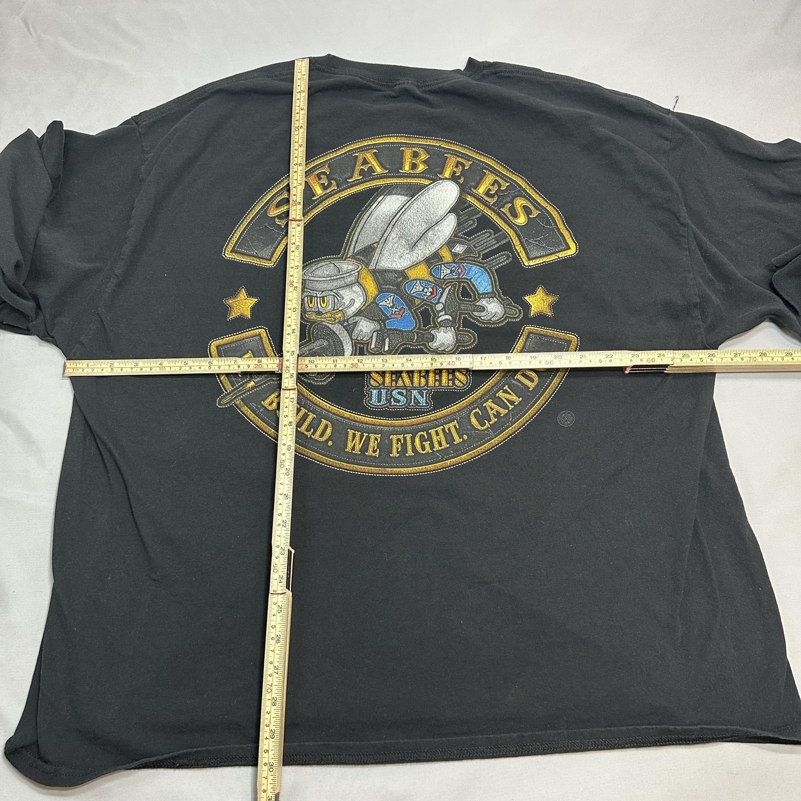 US Navy Shirt Mens Fits XL/XXL Black Seabees USN Military Utility Relaxed gallery