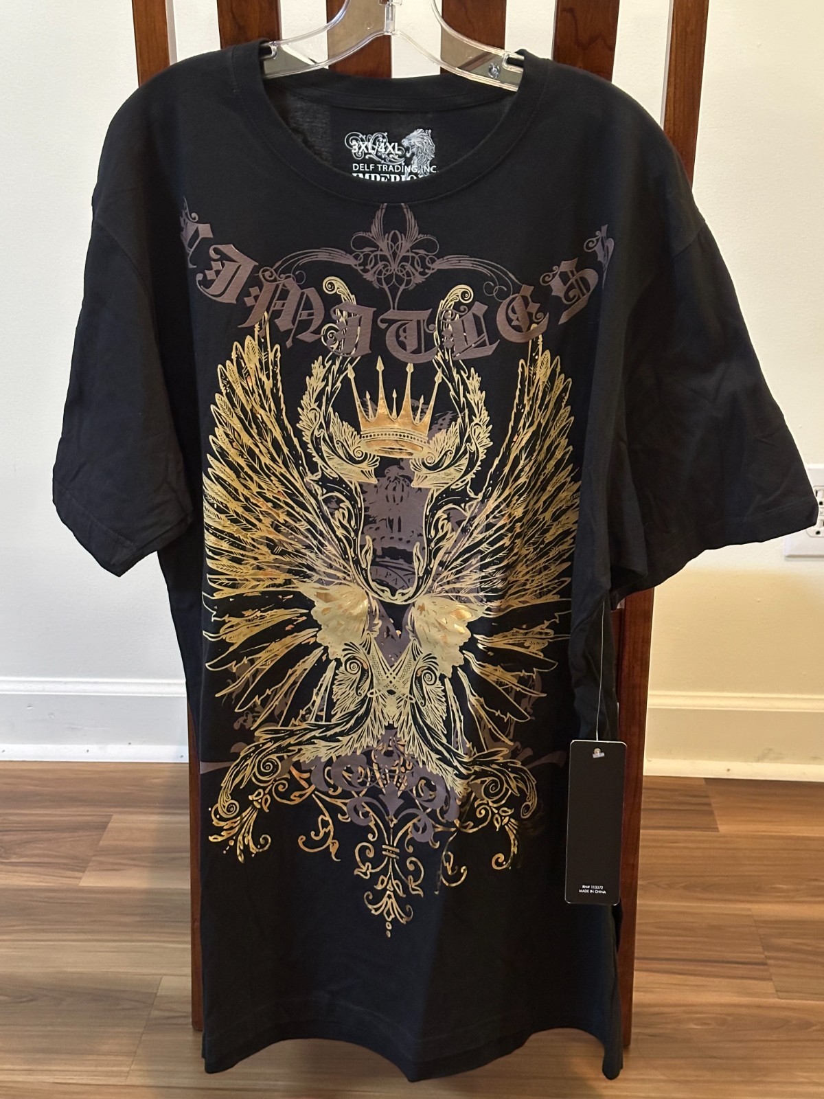 Delf Trading Inc. Imperious Mens Black T-shirt w/ Shiny Gold Design gallery