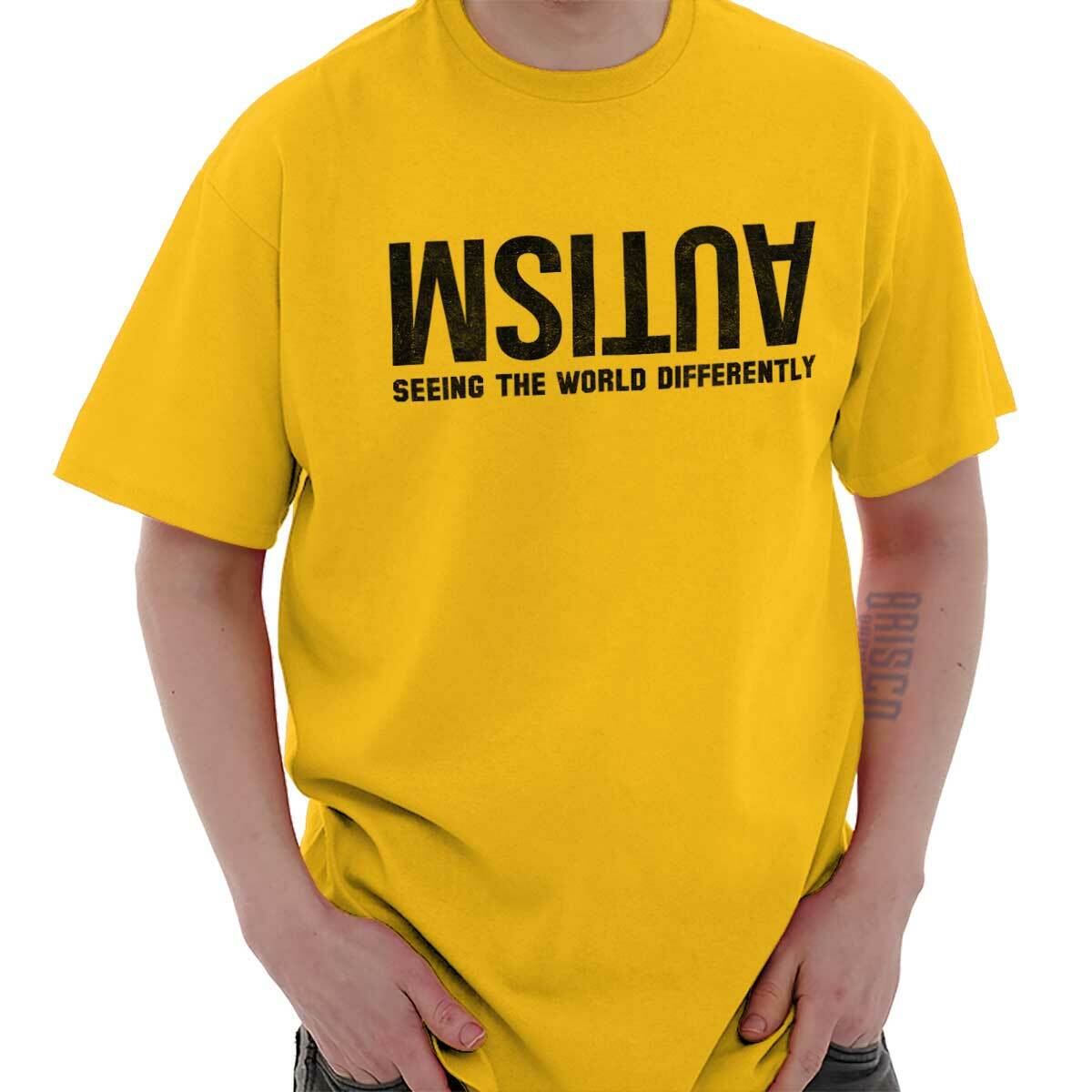 Autism Seeing The World Differently Awareness Adult Short Sleeve Crewneck Tee