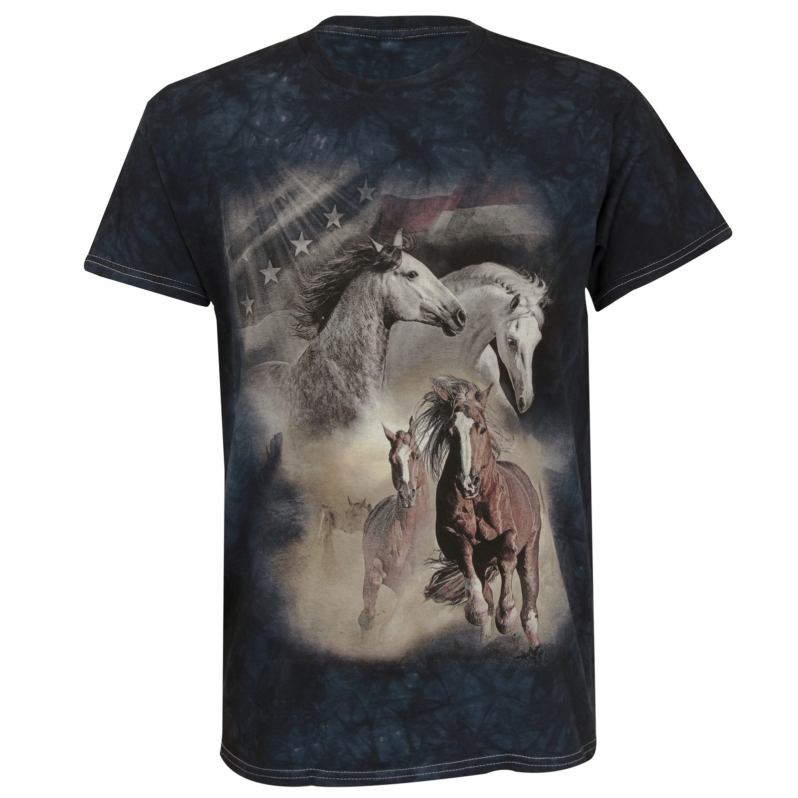 The Mountain Born Free Horses Men's Graphic Short Sleeve T-Shirt in Navy, XL gallery