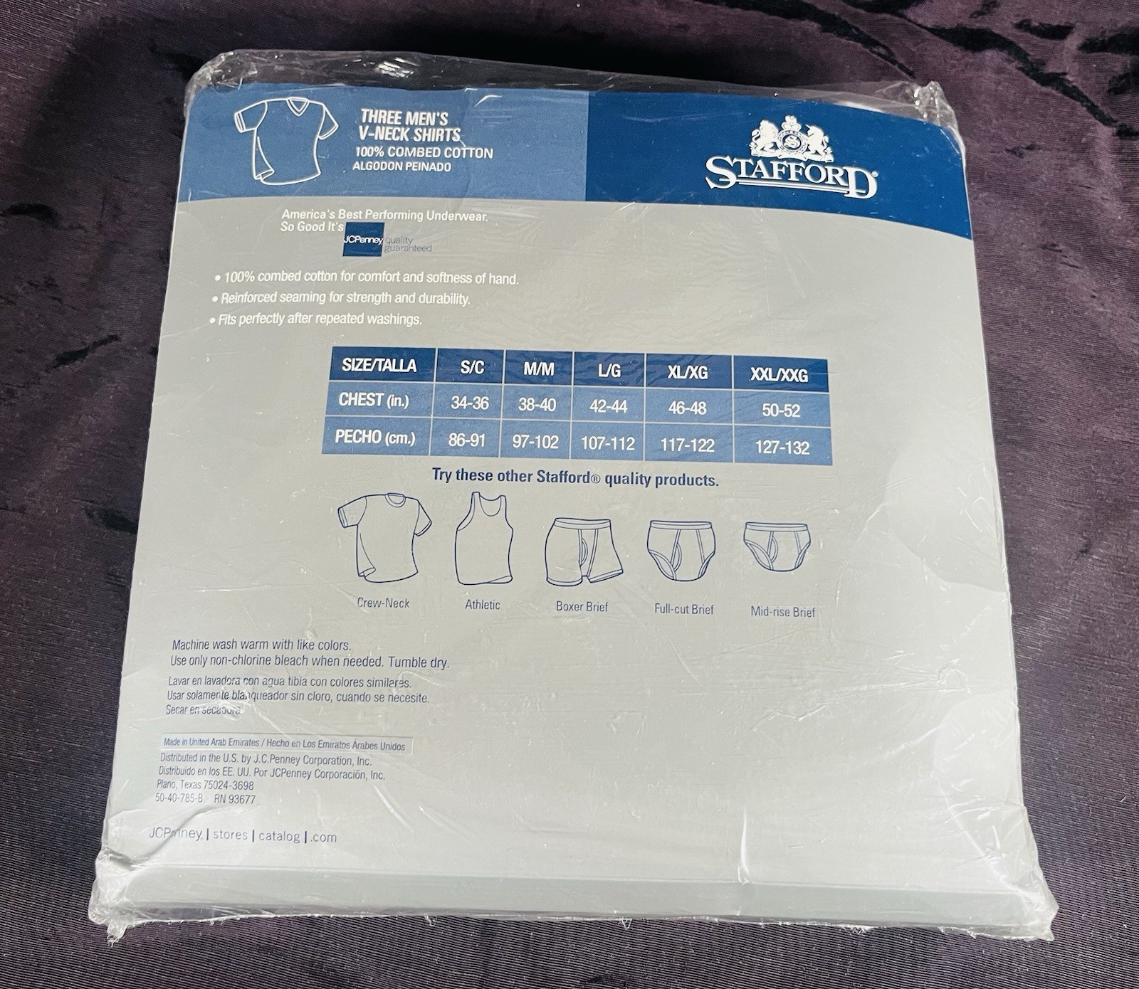 Stafford 3 Mens V-Neck Shirts 100% Combed Cotton XX-Large White NEW SEALED gallery