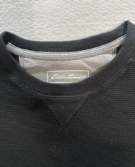 Eddie Bauer pullover crew neck waffle texture ribbed neck cuffs black mens Large
