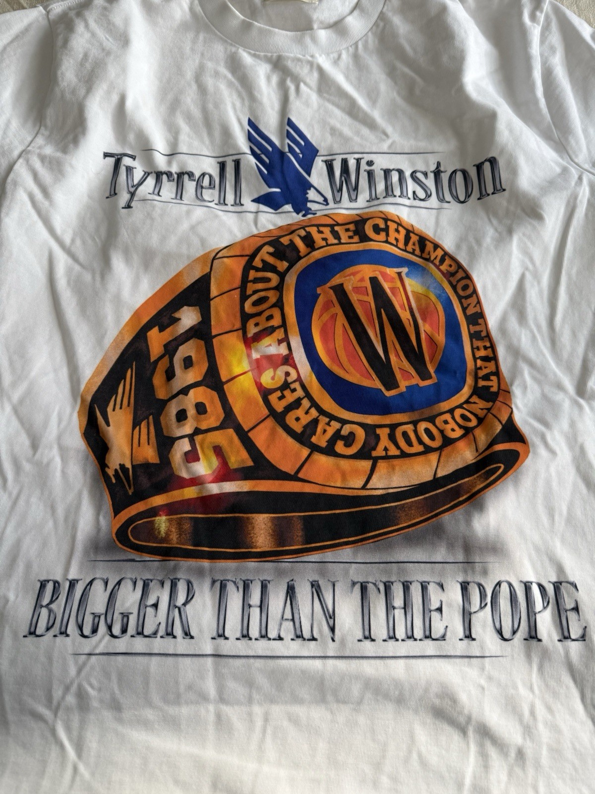 Aime Leon Dore ALD Tyrrell Winston Bigger Than The Pope White Tee T Shirt XLarge gallery