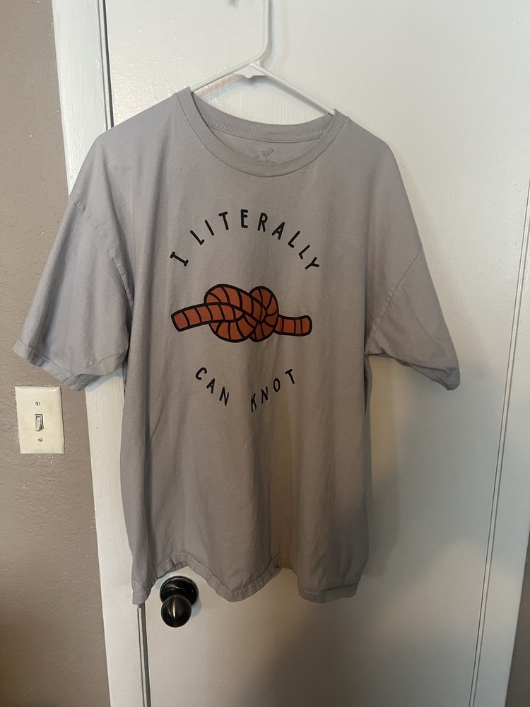I Literally Can Knot artwork Survival Camping Scouts Badge TeeFury T-Shirt