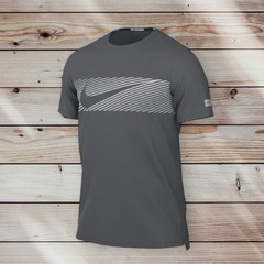 Nike Grey Dri-FIT Miler Logo 1.0 Flash UV Short Sleeve Running Top Repel L XL