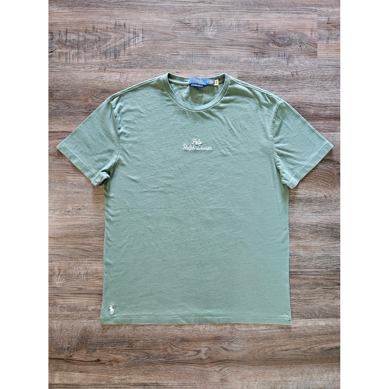 Polo Ralph Lauren Chain Stitch Script Logo Sage Green Classic Fit T-Shirt