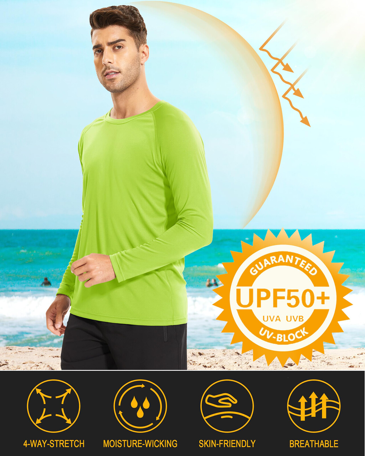Men's UPF50+ T-Shirt Long Sleeve Outdoor Sun Protection Fishing Performance Tops gallery