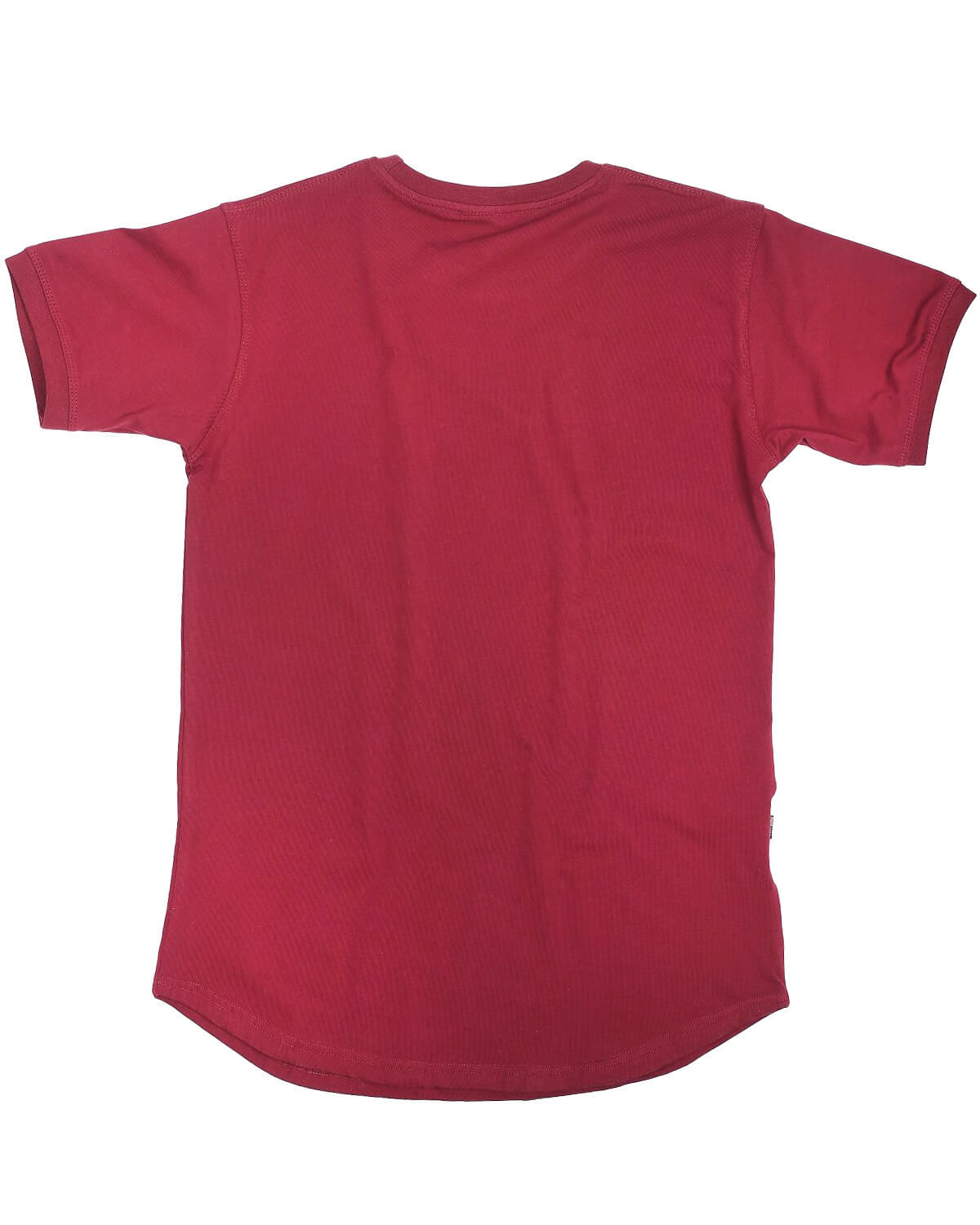 Mens Cotton Crew Neck Athletic Short Sleeve Curved Hem Plain Maroon T-Shirt gallery