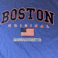 Blue and Red Boston Massachusetts Big Logo Graphic T-shirt Adult Size Small