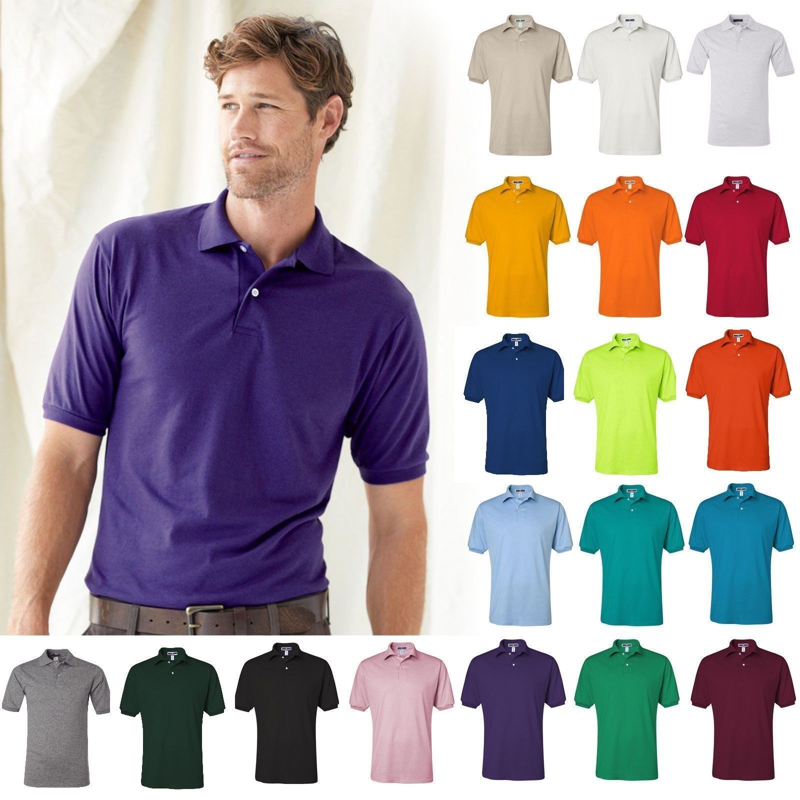 JERZEES Mens Jersey Sport Polo Shirt 50/50 Sport Tee Shirt S-5XL gallery