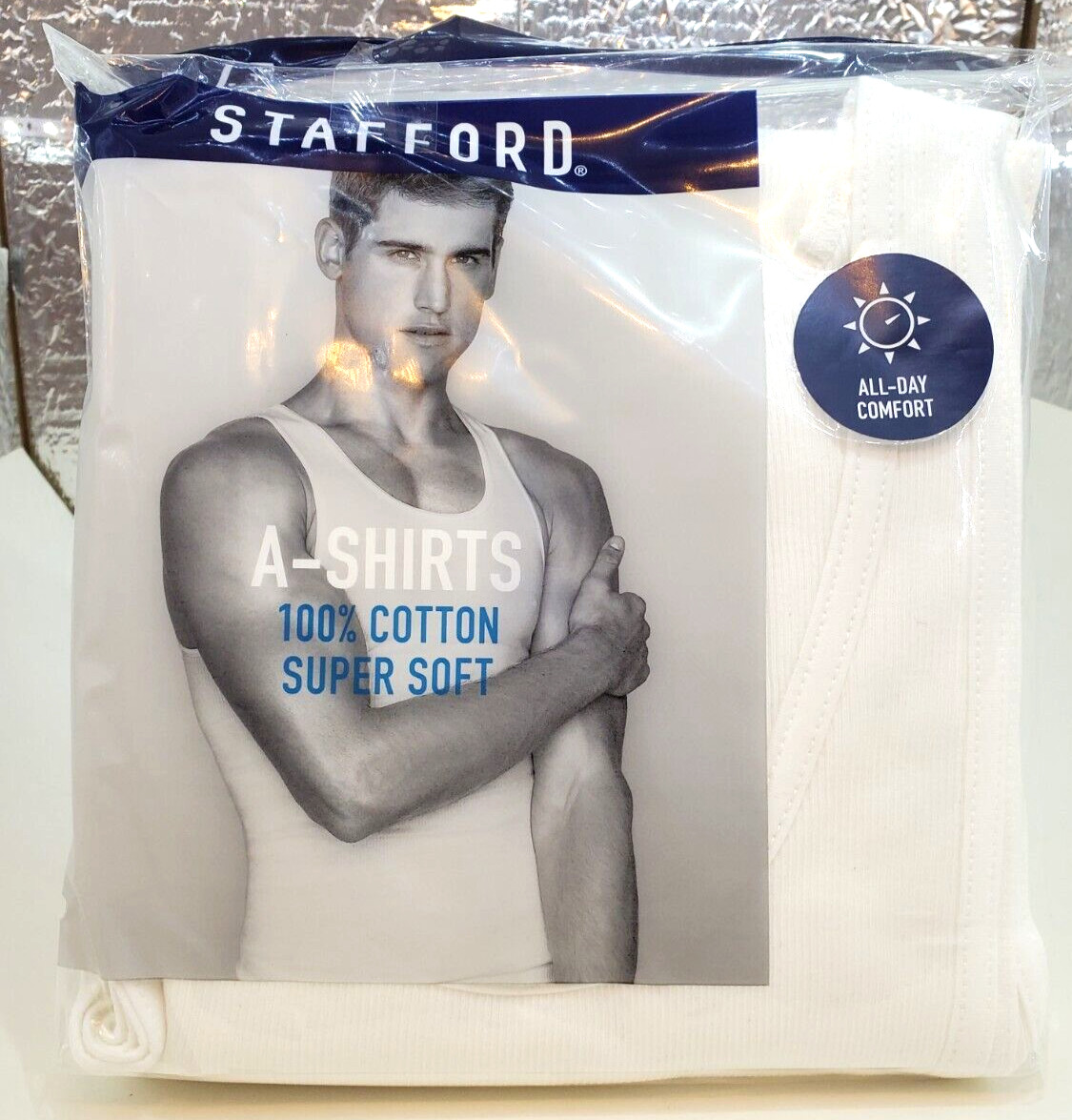 Stafford Super Soft 100% Cotton A-Shirts Ribbed Tank Top 4 Pack Large gallery