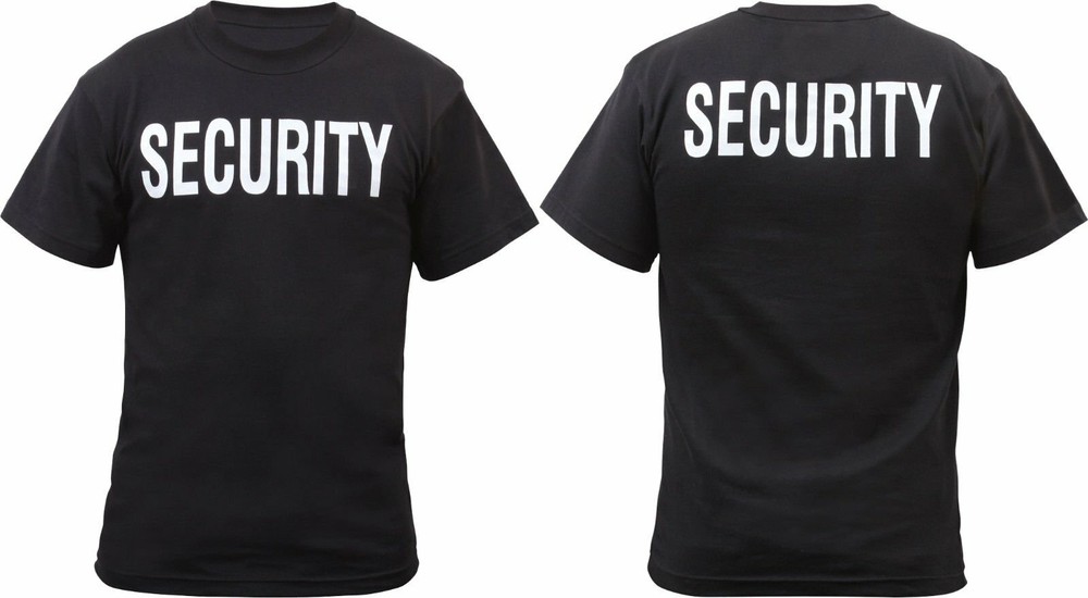 Security Double Sided T-Shirt Black & White Official Issue Officer Bouncer Event