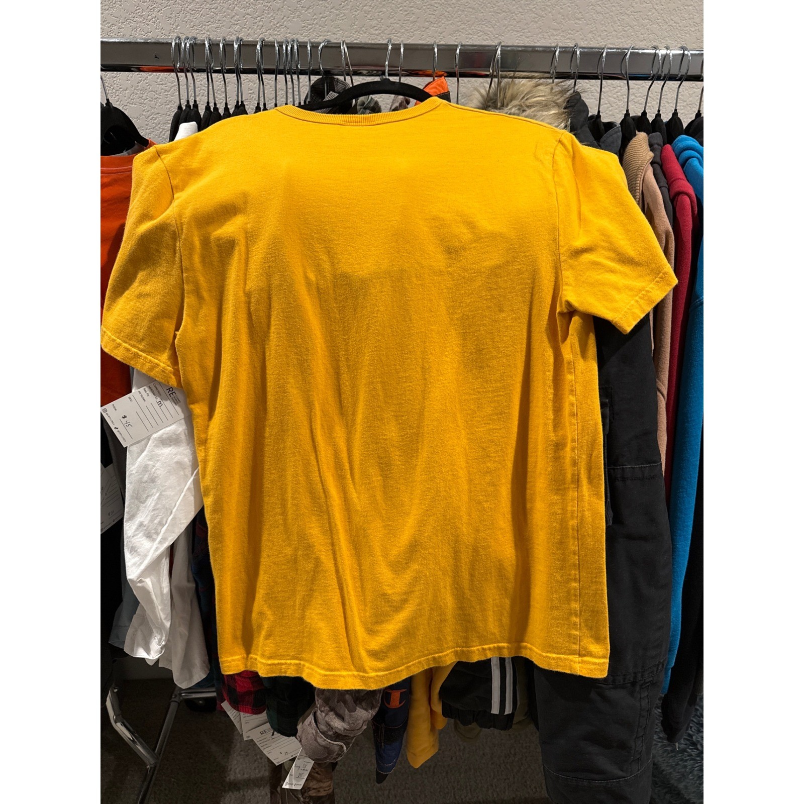 Champion Mens Script Logo Embroidered T-Shirt Yellow Mustard Medium Short Sleeve gallery