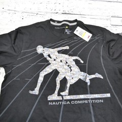 Nautica Competition Shirt Size Small Black Cotton Track Running Graphic NEW NWT