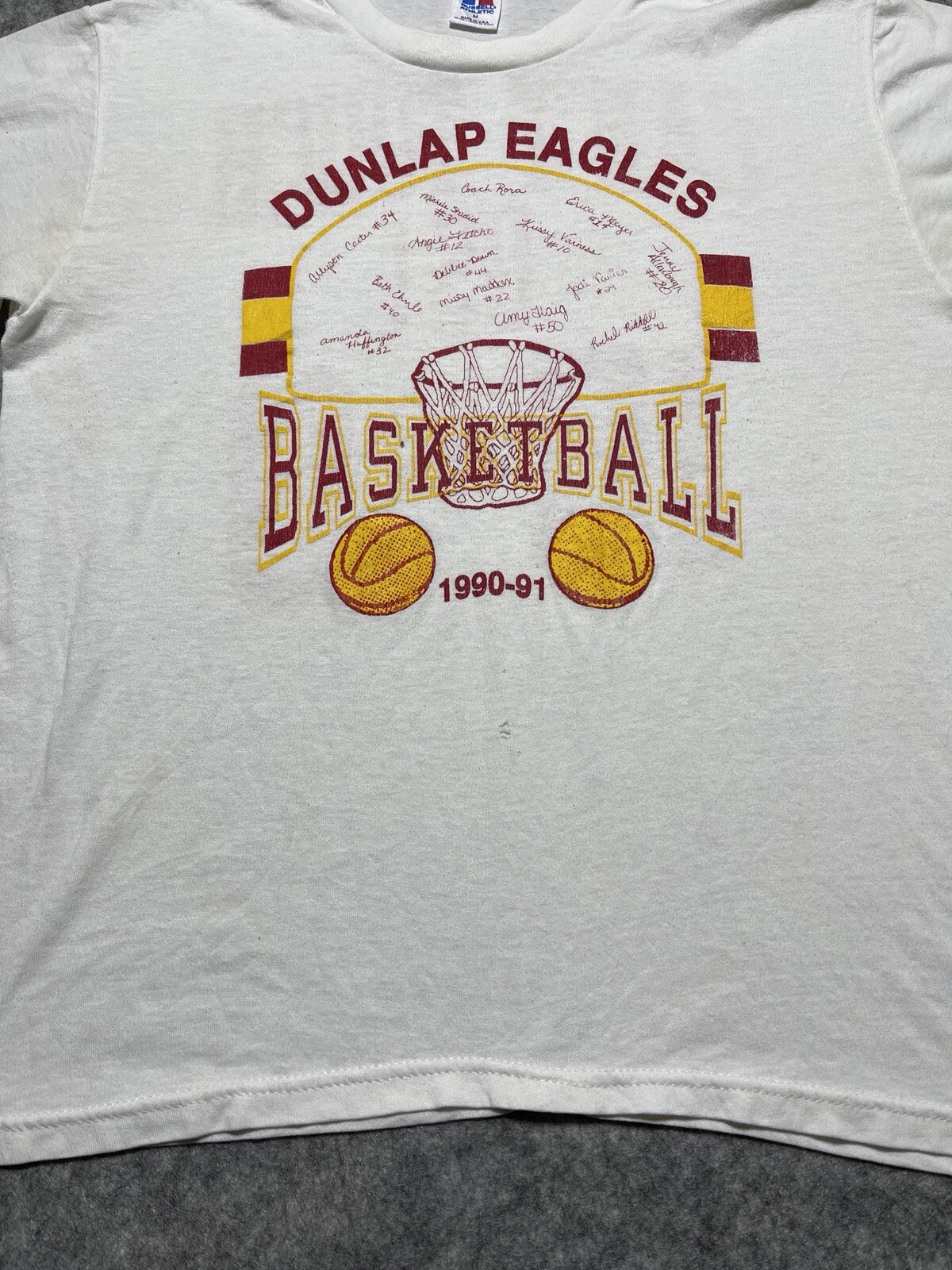 Vintage 1990-91 Dunlap Eagles IL 18-0 HS unbeaten Basketball Team Girls M Shirt gallery