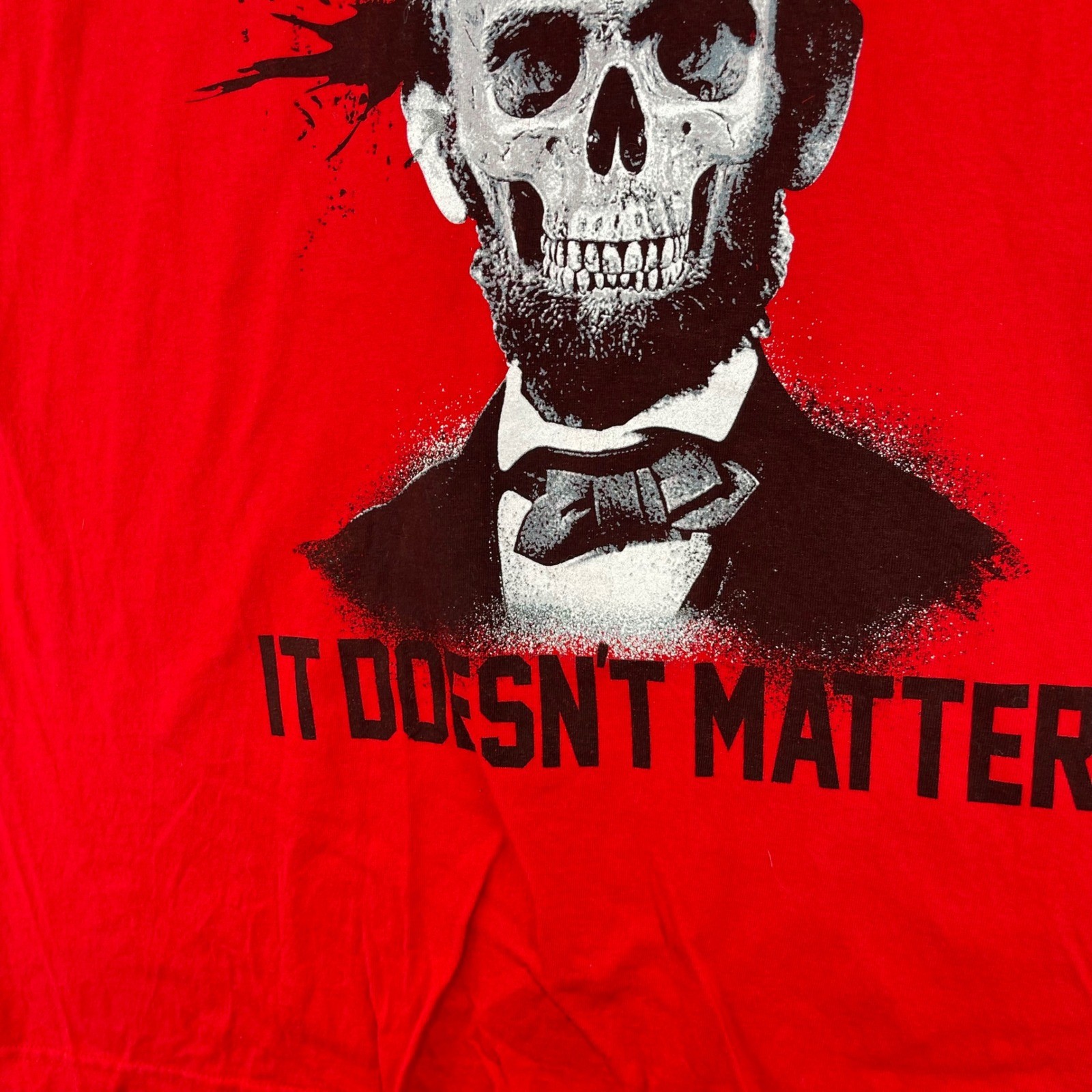 Famous Stars and Straps Shirt Mens 2XL Abraham Lincoln Skull Graphic Red gallery