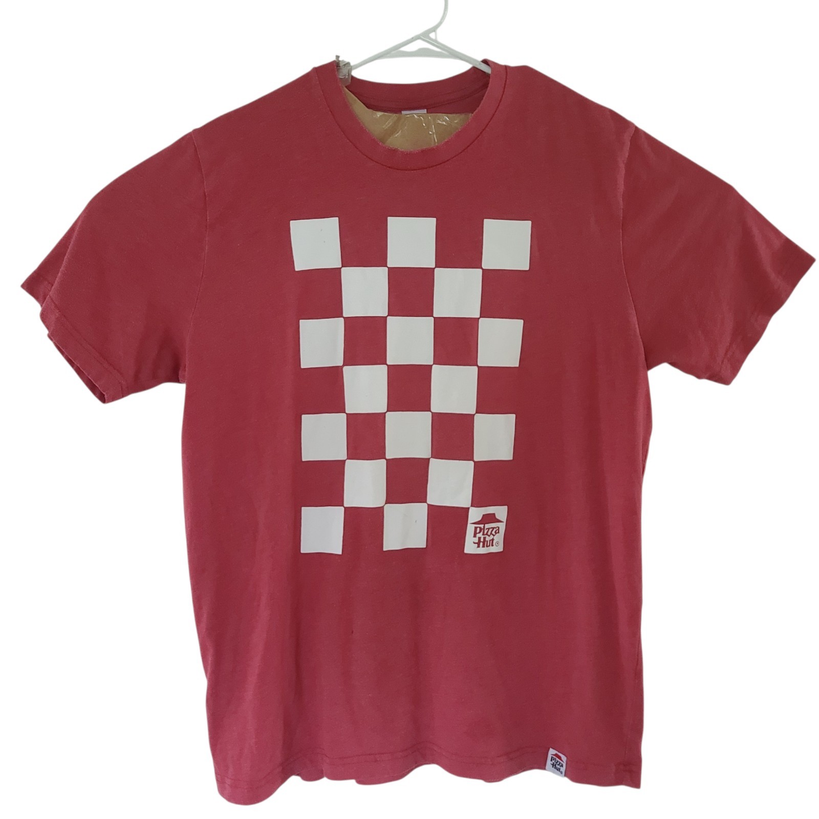 Pizza Hut Red Merch Tee Shirt Sz LG Checkboard Official Merchandise IQ Apparel