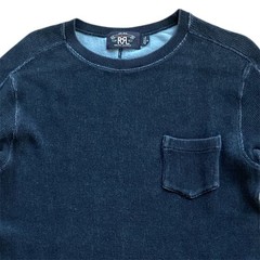 Double RL RRL Ralph Lauren Waffle Knit Long Sleeve Shirt Tee Size Med Dark Gray