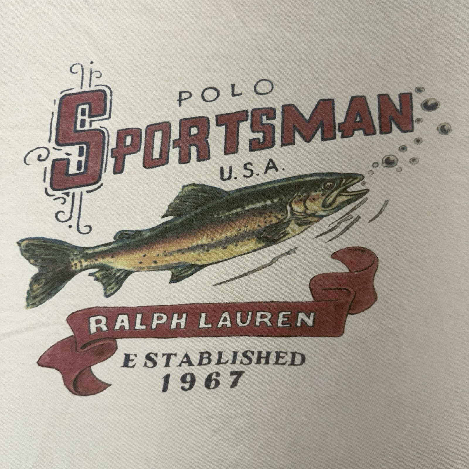 90s Ralph Lauren Polo Sportsman Trout Fishing VTG T-Shirt Medium Made In USA gallery