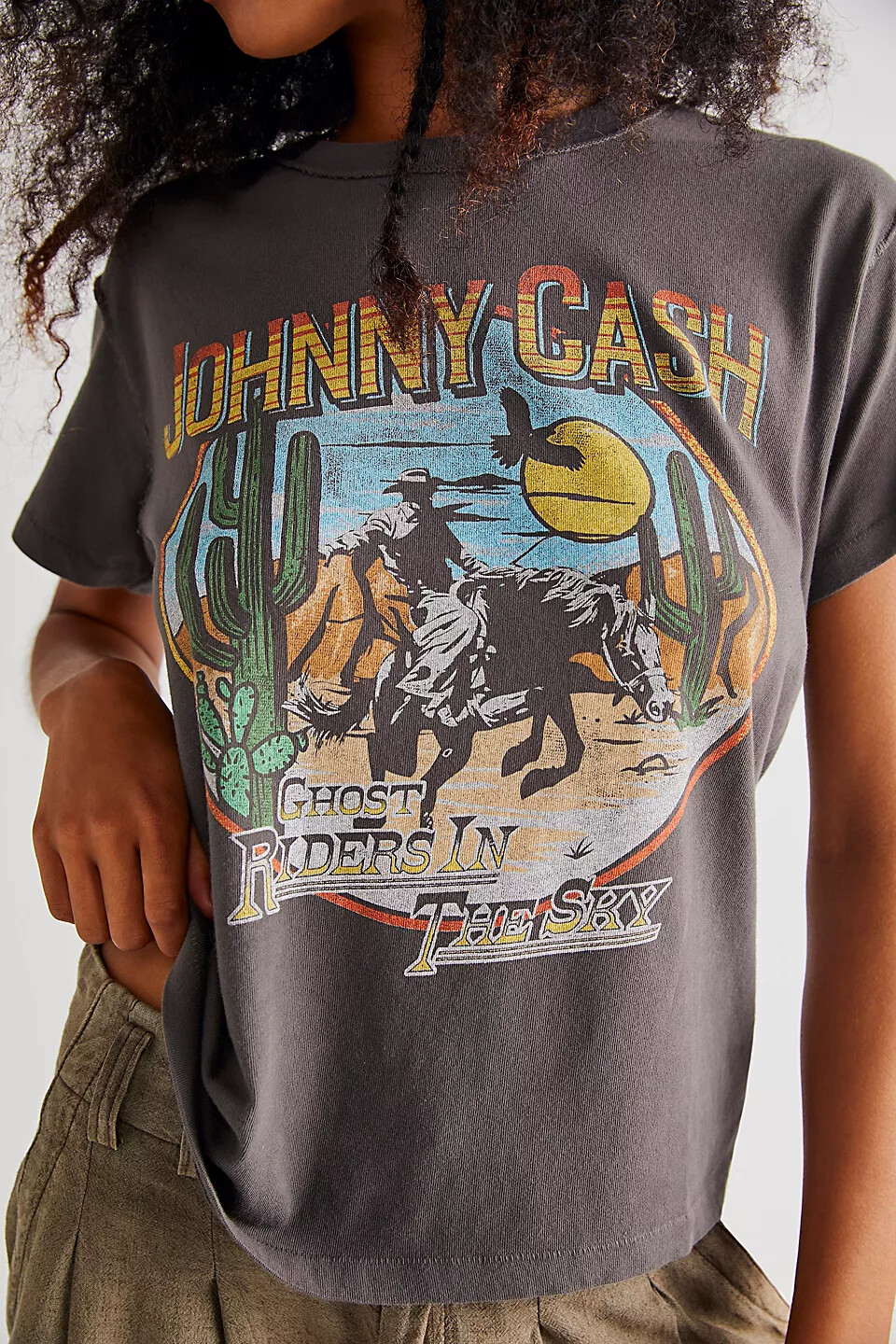 Johnny Cash Riders In The Sky Charcoal short sleeve T shirt Classic tee NH1007 gallery