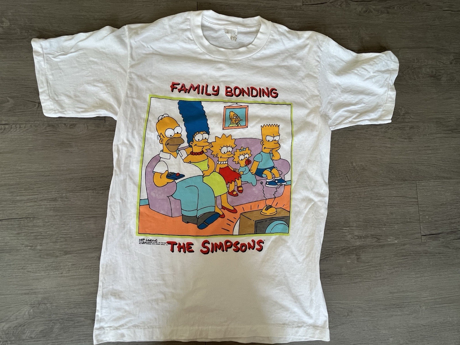 Vtg 1989 The Simpsons Family Bonding Single Stitch Shirt Sz L Adult Cotton USA gallery