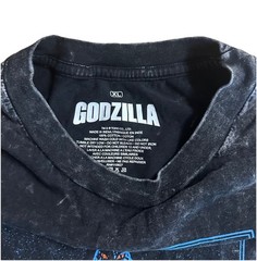 Godzilla Toho Double-Sided T Shirt Japan Letters Size XL Black Mineral Wash