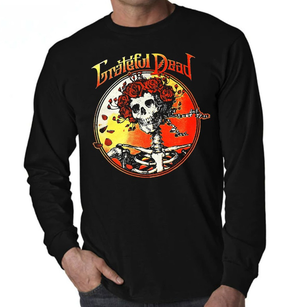 Grateful Dead Rock Band Men’s Black Long Sleeve T-Shirt