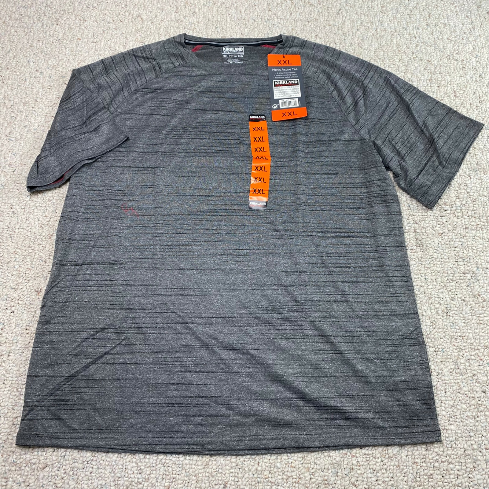 Kirkland Mens Active T Shirt sz XXL Gray Gym Workout Fitness Athleisure NEW gallery