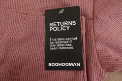 BoohooMan Medium Dusty Pink Oversized Boxy Waffle Cropped Button Neck Top NWT