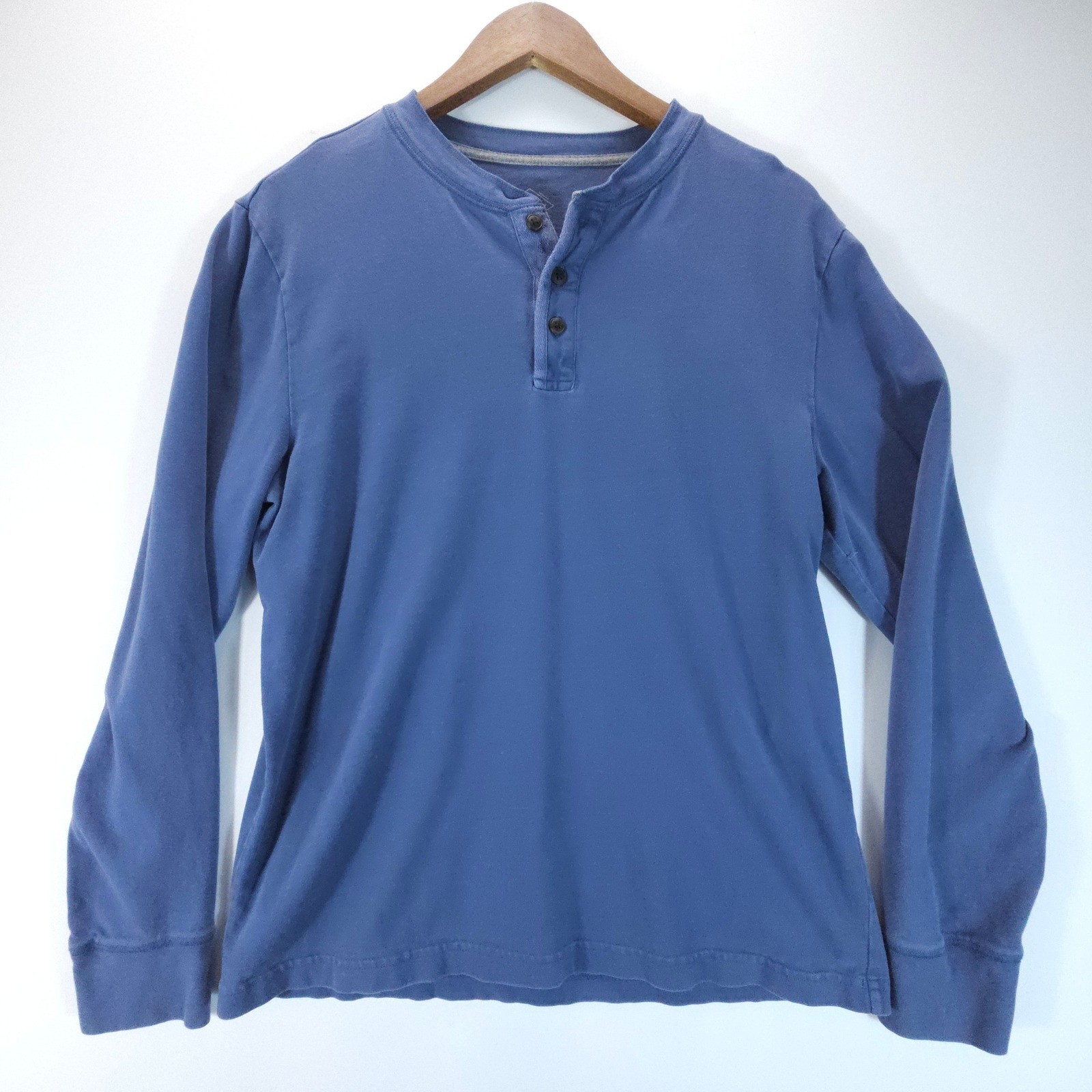 St Johns Bay Legacy Henley Mens Medium Blue Streetwear Long Sleeve Shirt Cotton
