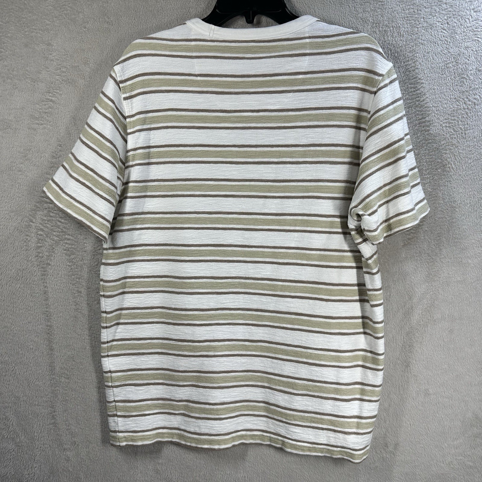 Common People Striped Textured Short Sleeve Shirt Men’s L Cotton Relaxed Fit gallery